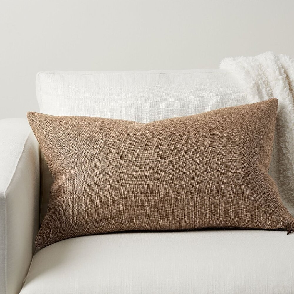 Pottery Barn Belgian Linen Lumbar Pillow Cover, 16" x 26" Bronze